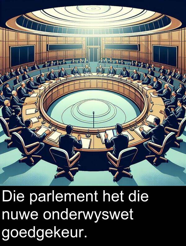 onderwyswet: Die parlement het die nuwe onderwyswet goedgekeur.