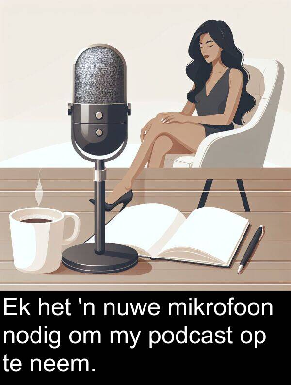 mikrofoon: Ek het 'n nuwe mikrofoon nodig om my podcast op te neem.