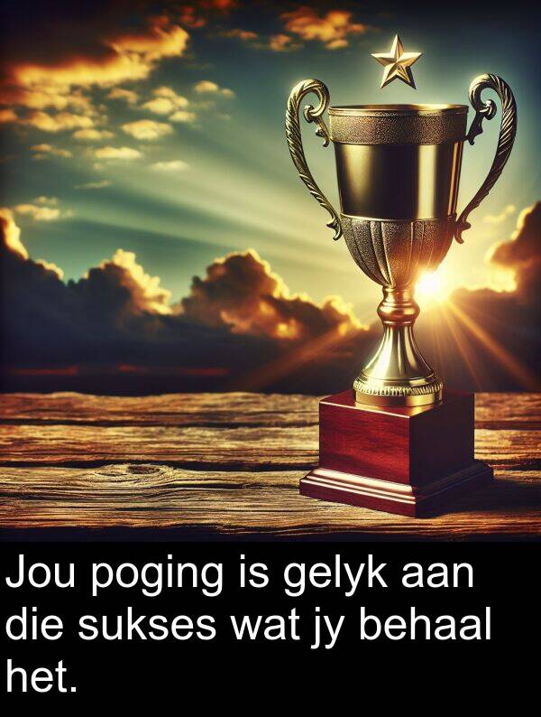 aan: Jou poging is gelyk aan die sukses wat jy behaal het.