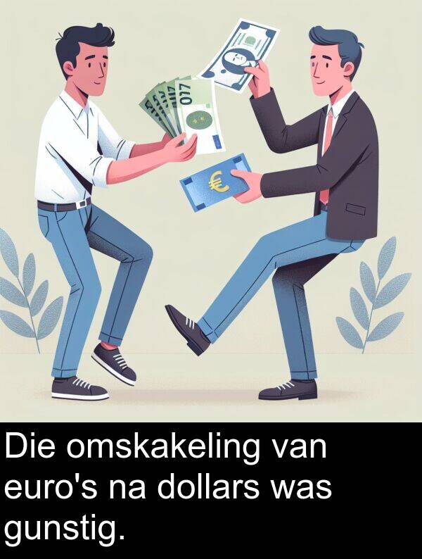 dollars: Die omskakeling van euro's na dollars was gunstig.