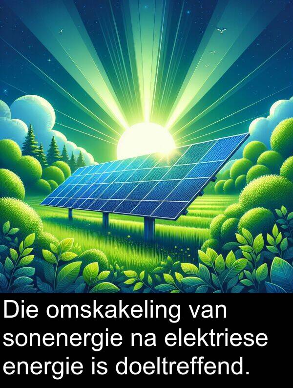 energie: Die omskakeling van sonenergie na elektriese energie is doeltreffend.