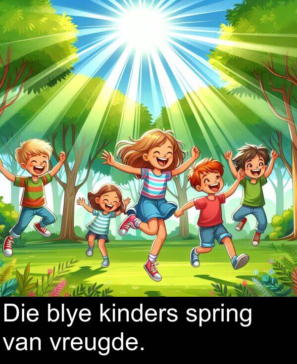 van: Die blye kinders spring van vreugde.