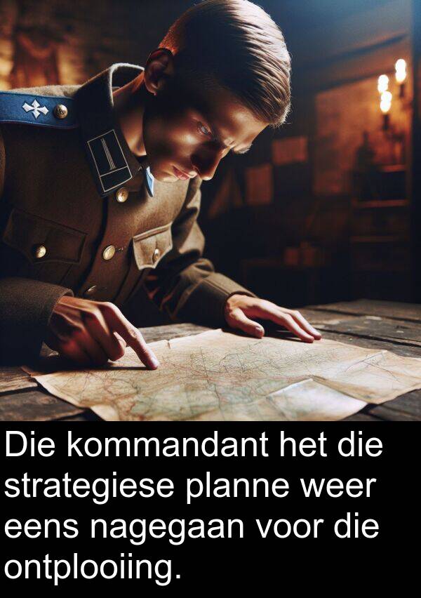 ontplooiing: Die kommandant het die strategiese planne weer eens nagegaan voor die ontplooiing.