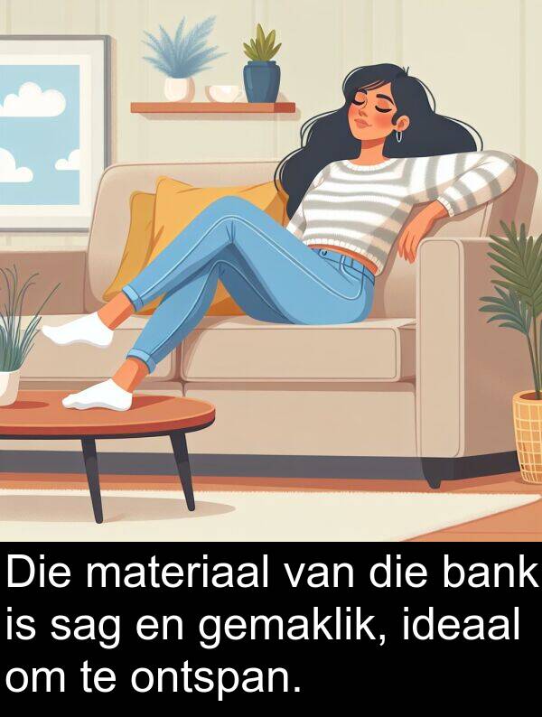 ontspan: Die materiaal van die bank is sag en gemaklik, ideaal om te ontspan.