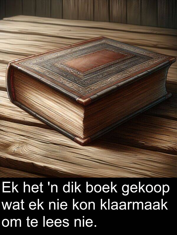 lees: Ek het 'n dik boek gekoop wat ek nie kon klaarmaak om te lees nie.