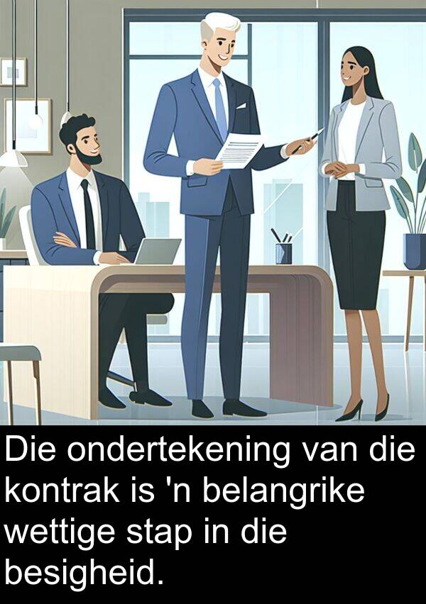 belangrike: Die ondertekening van die kontrak is 'n belangrike wettige stap in die besigheid.