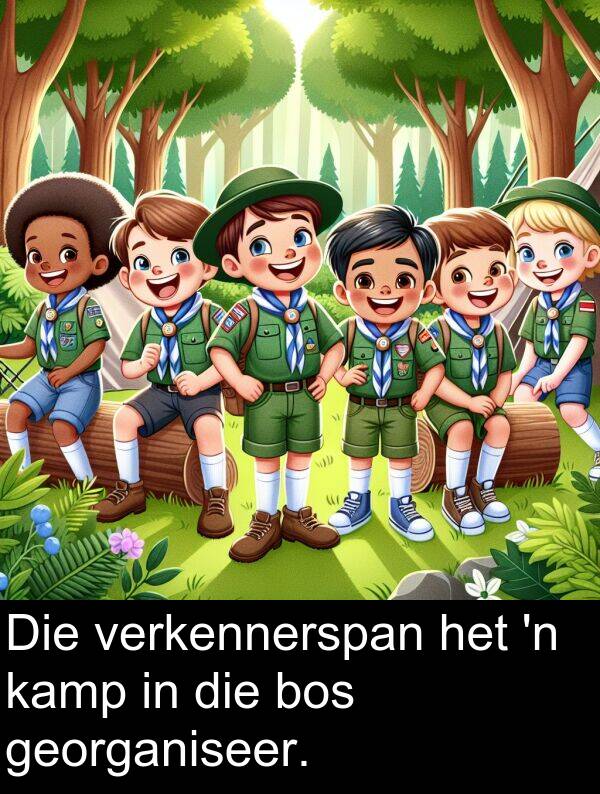 bos: Die verkennerspan het 'n kamp in die bos georganiseer.