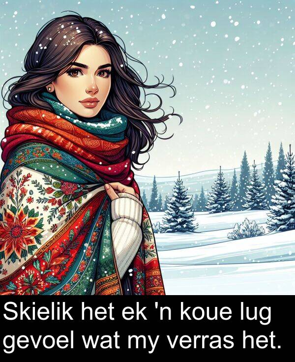 lug: Skielik het ek 'n koue lug gevoel wat my verras het.