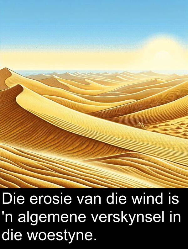 erosie: Die erosie van die wind is 'n algemene verskynsel in die woestyne.