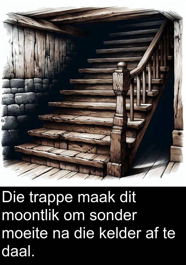 moeite: Die trappe maak dit moontlik om sonder moeite na die kelder af te daal.