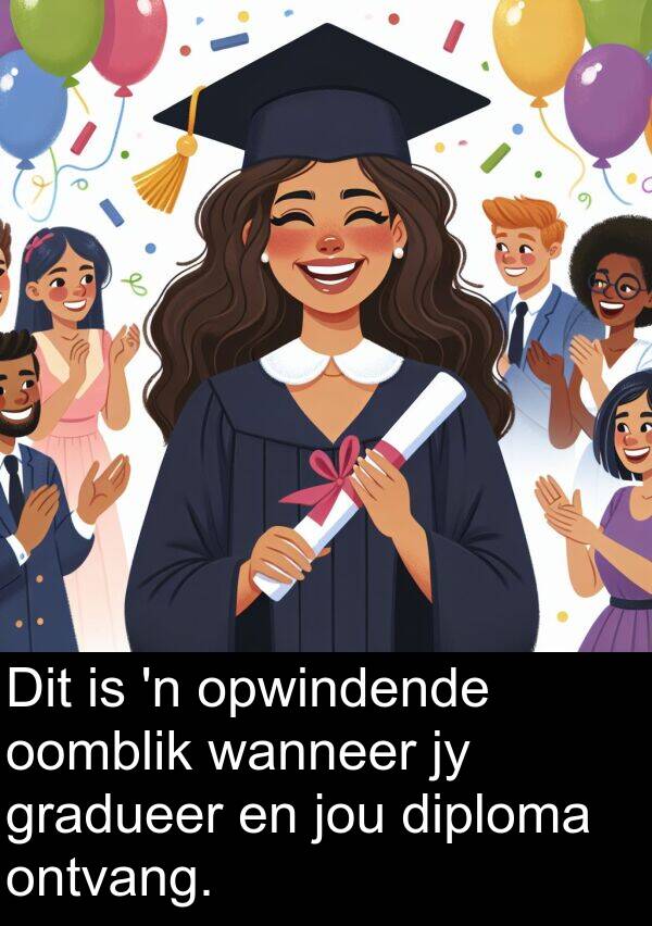 oomblik: Dit is 'n opwindende oomblik wanneer jy gradueer en jou diploma ontvang.