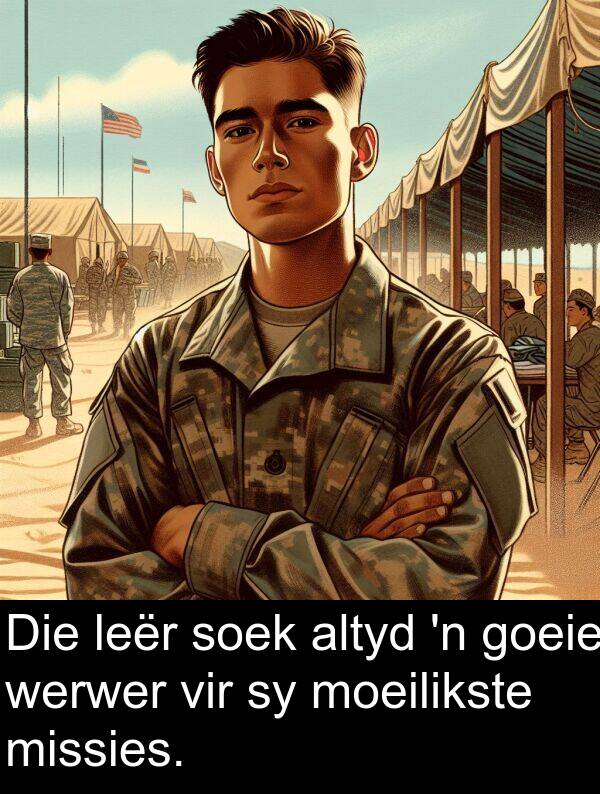 moeilikste: Die leër soek altyd 'n goeie werwer vir sy moeilikste missies.
