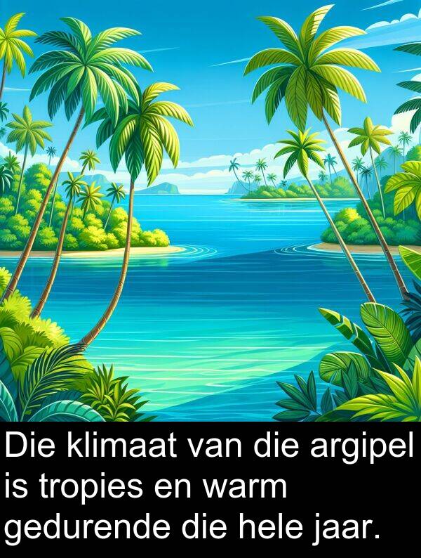 gedurende: Die klimaat van die argipel is tropies en warm gedurende die hele jaar.