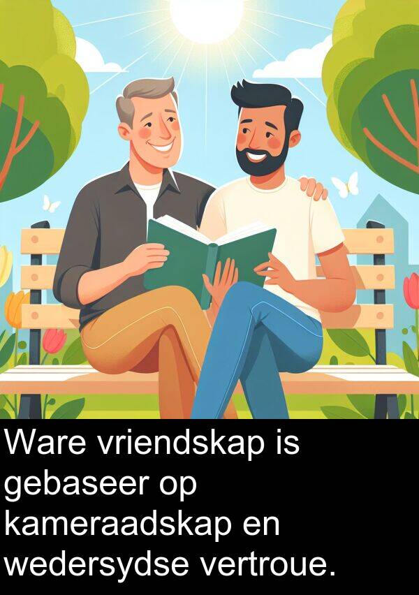 wedersydse: Ware vriendskap is gebaseer op kameraadskap en wedersydse vertroue.