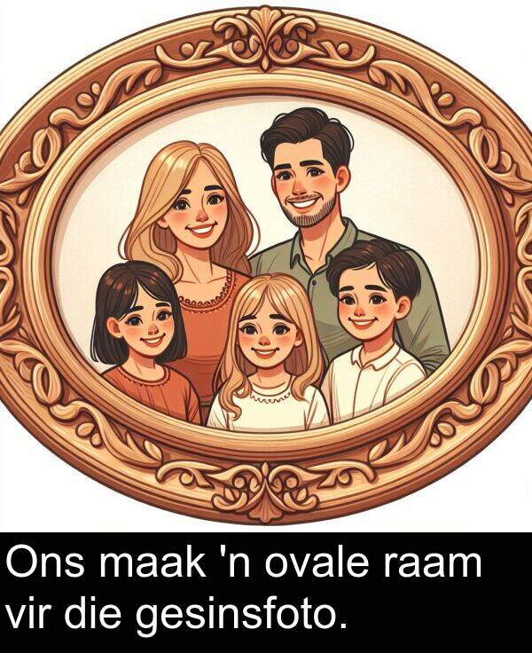 raam: Ons maak 'n ovale raam vir die gesinsfoto.