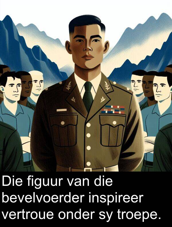 inspireer: Die figuur van die bevelvoerder inspireer vertroue onder sy troepe.