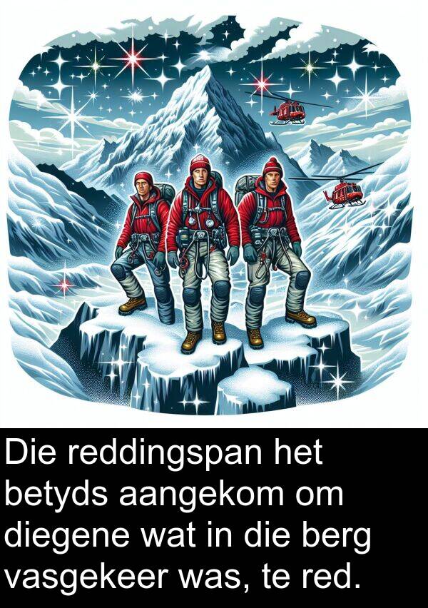 red: Die reddingspan het betyds aangekom om diegene wat in die berg vasgekeer was, te red.