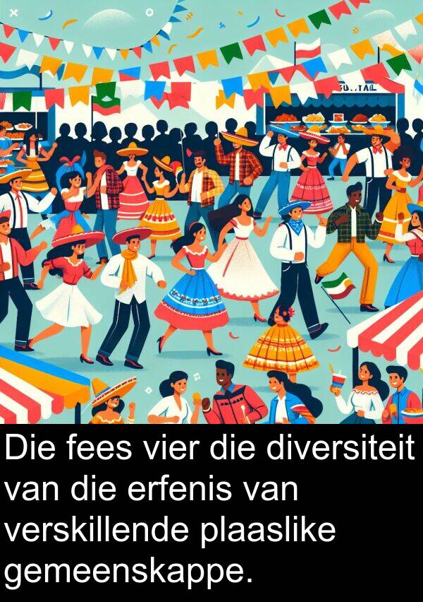 erfenis: Die fees vier die diversiteit van die erfenis van verskillende plaaslike gemeenskappe.