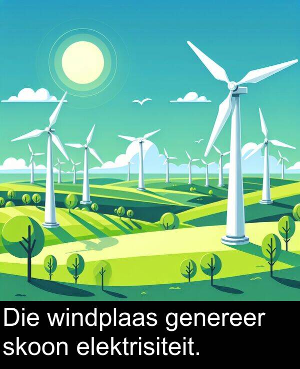 elektrisiteit: Die windplaas genereer skoon elektrisiteit.