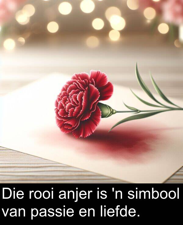 rooi: Die rooi anjer is 'n simbool van passie en liefde.