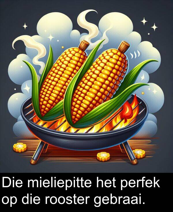 rooster: Die mieliepitte het perfek op die rooster gebraai.