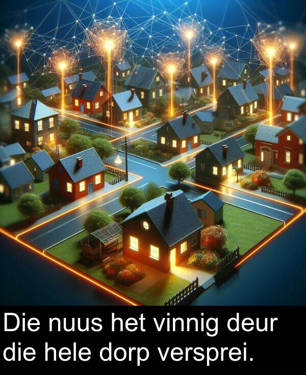 hele: Die nuus het vinnig deur die hele dorp versprei.