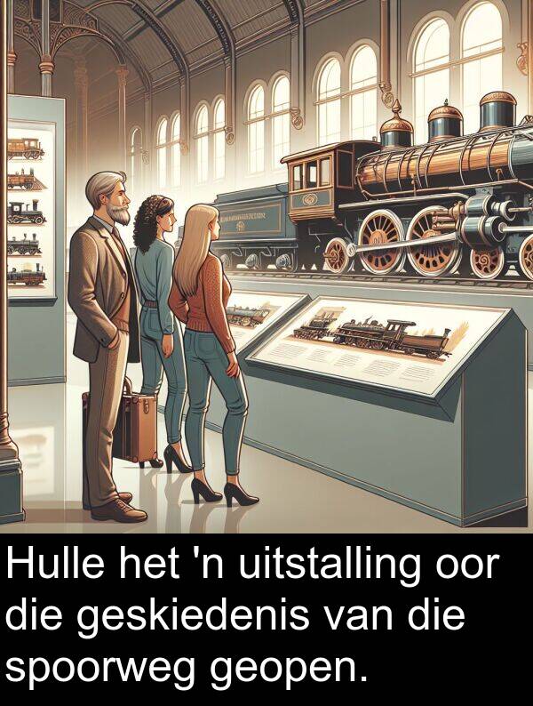 uitstalling: Hulle het 'n uitstalling oor die geskiedenis van die spoorweg geopen.
