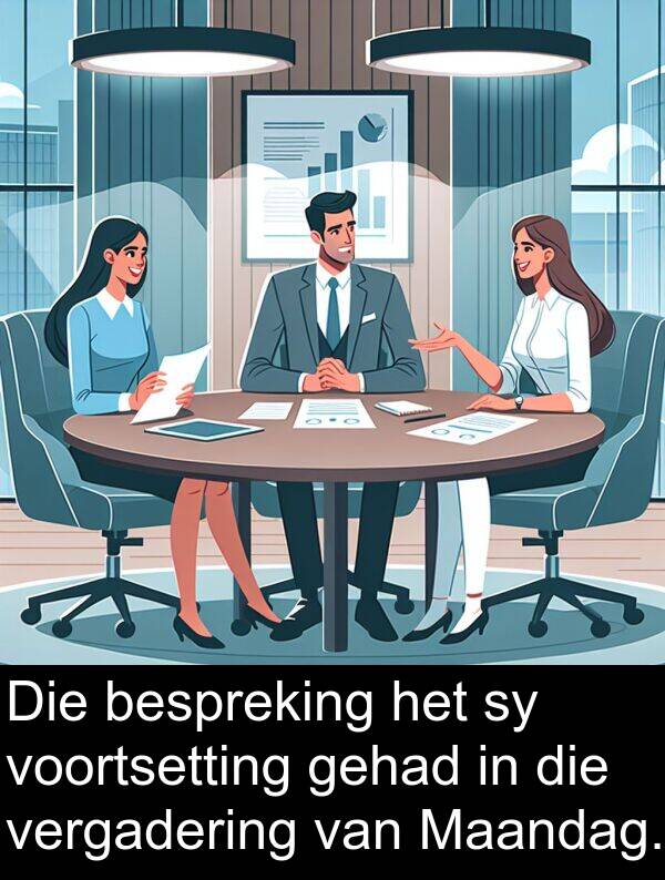 gehad: Die bespreking het sy voortsetting gehad in die vergadering van Maandag.