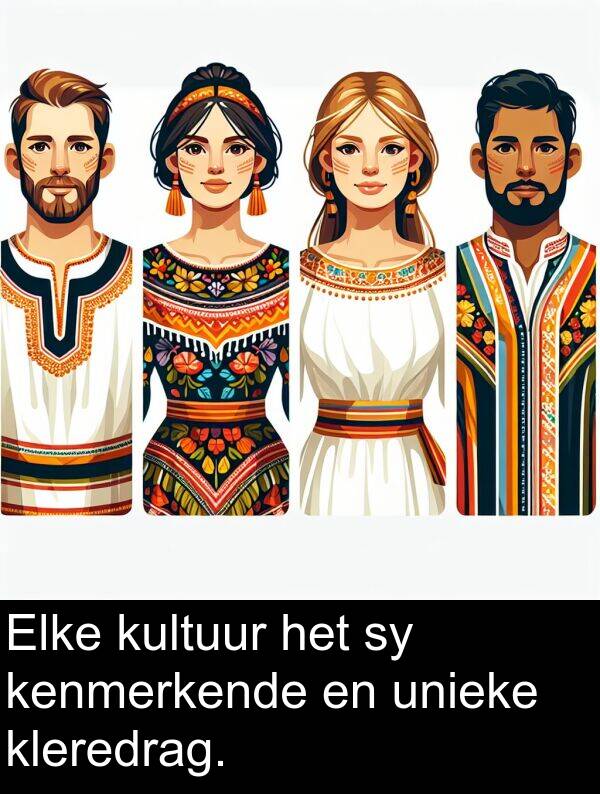 unieke: Elke kultuur het sy kenmerkende en unieke kleredrag.