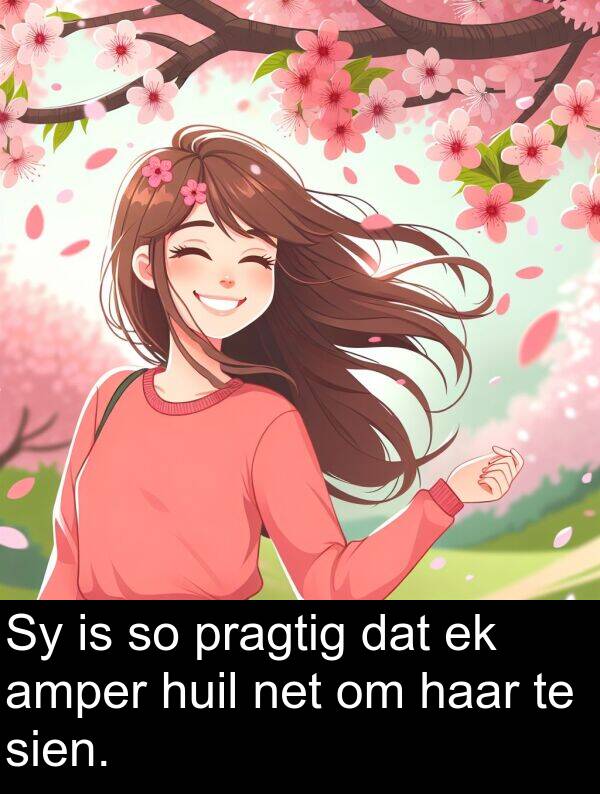 sien: Sy is so pragtig dat ek amper huil net om haar te sien.