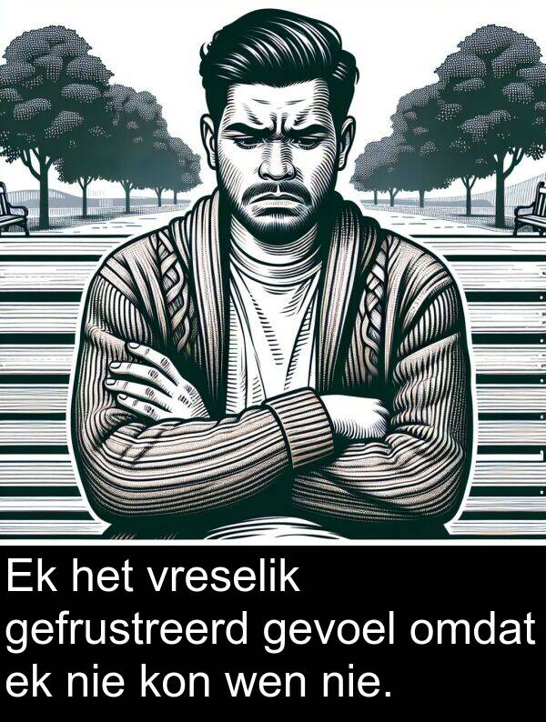 gefrustreerd: Ek het vreselik gefrustreerd gevoel omdat ek nie kon wen nie.