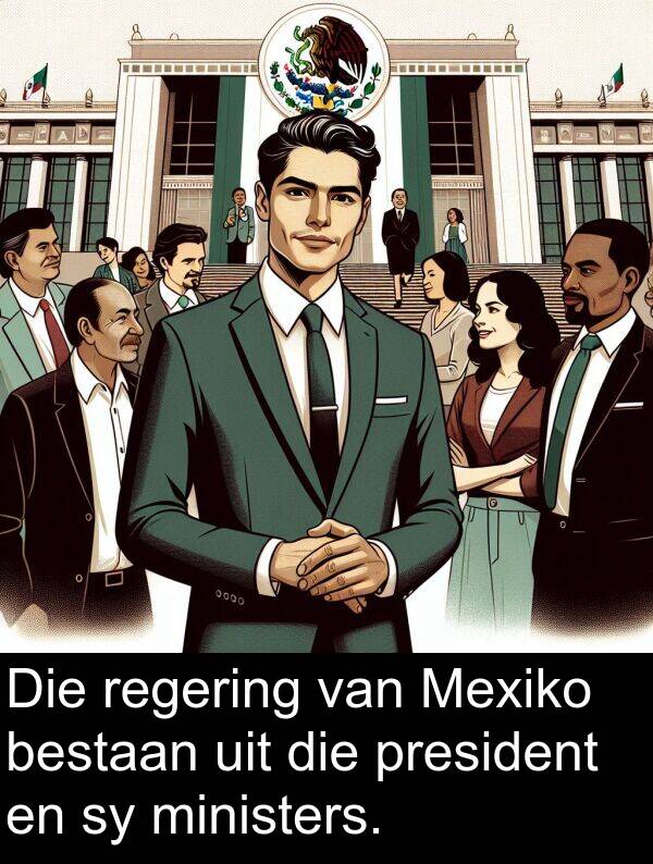 uit: Die regering van Mexiko bestaan uit die president en sy ministers.