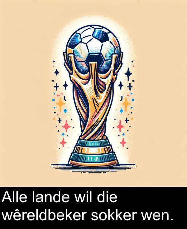lande: Alle lande wil die wêreldbeker sokker wen.