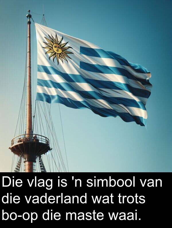 waai: Die vlag is 'n simbool van die vaderland wat trots bo-op die maste waai.