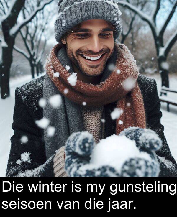 jaar: Die winter is my gunsteling seisoen van die jaar.