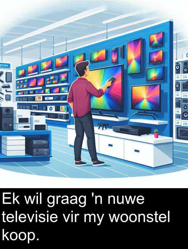 woonstel: Ek wil graag 'n nuwe televisie vir my woonstel koop.