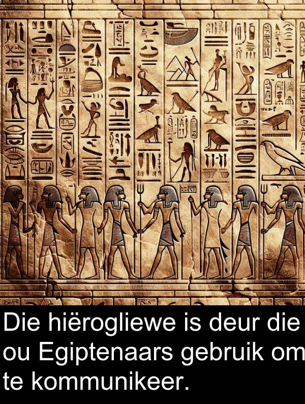 hiërogliewe: Die hiërogliewe is deur die ou Egiptenaars gebruik om te kommunikeer.