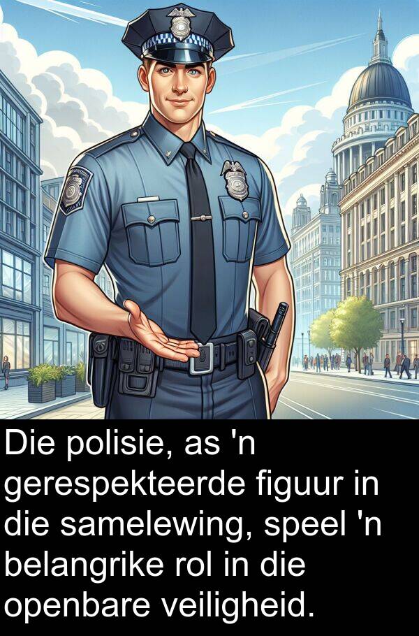 rol: Die polisie, as 'n gerespekteerde figuur in die samelewing, speel 'n belangrike rol in die openbare veiligheid.