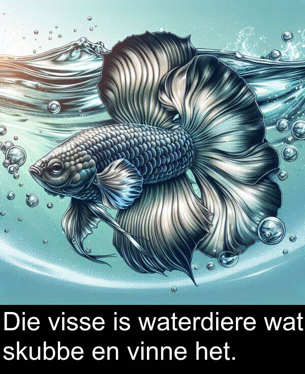 wat: Die visse is waterdiere wat skubbe en vinne het.