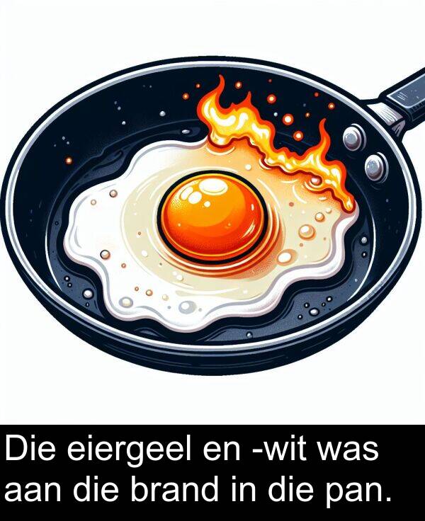 eiergeel: Die eiergeel en -wit was aan die brand in die pan.