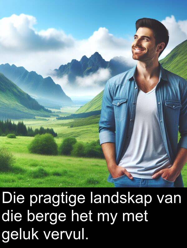 berge: Die pragtige landskap van die berge het my met geluk vervul.