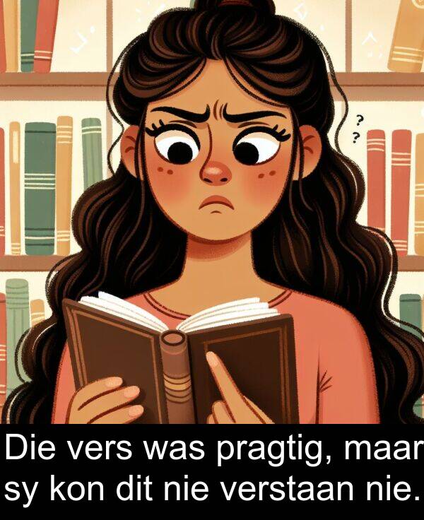 maar: Die vers was pragtig, maar sy kon dit nie verstaan nie.