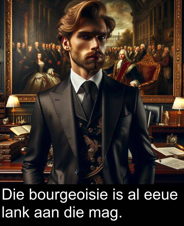 aan: Die bourgeoisie is al eeue lank aan die mag.