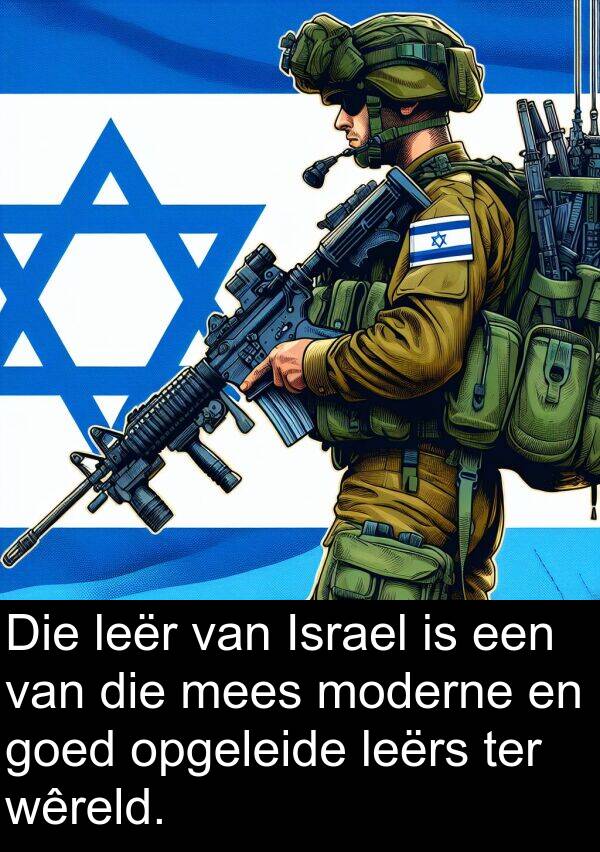 moderne: Die leër van Israel is een van die mees moderne en goed opgeleide leërs ter wêreld.