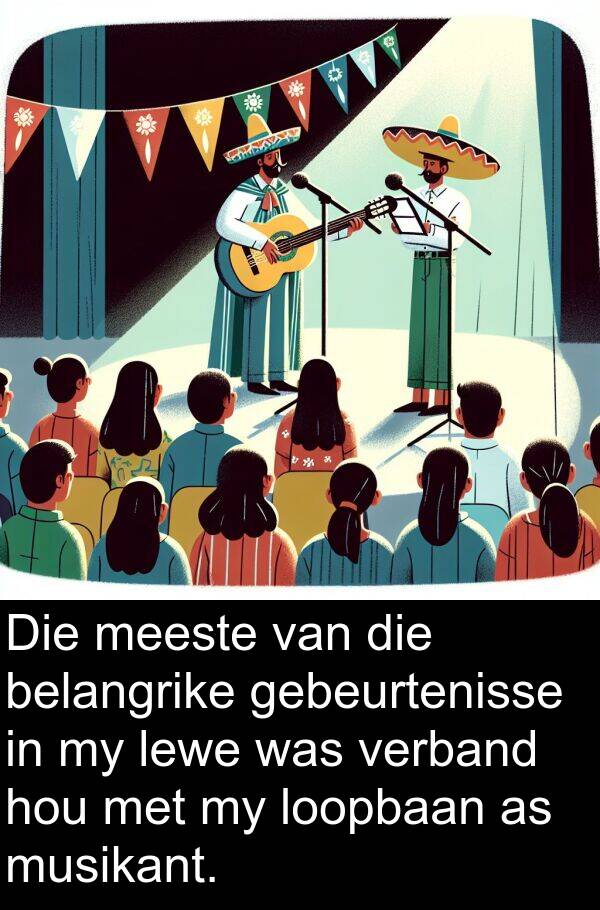 gebeurtenisse: Die meeste van die belangrike gebeurtenisse in my lewe was verband hou met my loopbaan as musikant.