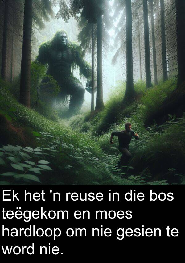 hardloop: Ek het 'n reuse in die bos teëgekom en moes hardloop om nie gesien te word nie.
