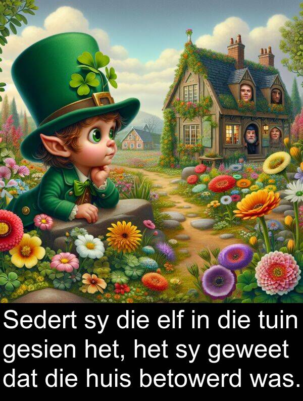elf: Sedert sy die elf in die tuin gesien het, het sy geweet dat die huis betowerd was.