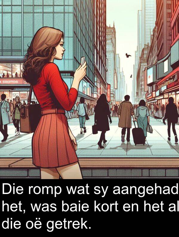 romp: Die romp wat sy aangehad het, was baie kort en het al die oë getrek.