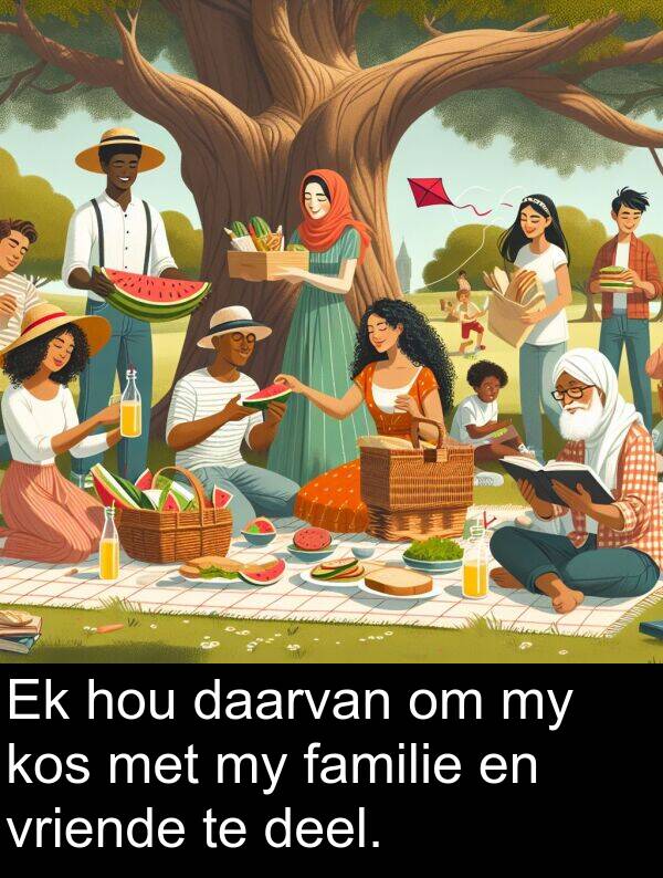 daarvan: Ek hou daarvan om my kos met my familie en vriende te deel.