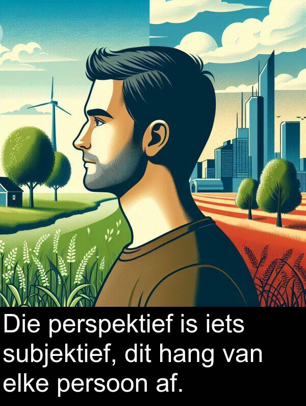 hang: Die perspektief is iets subjektief, dit hang van elke persoon af.